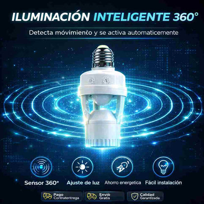 Adaptador de bombillo inteligente con sensor de encendido 360