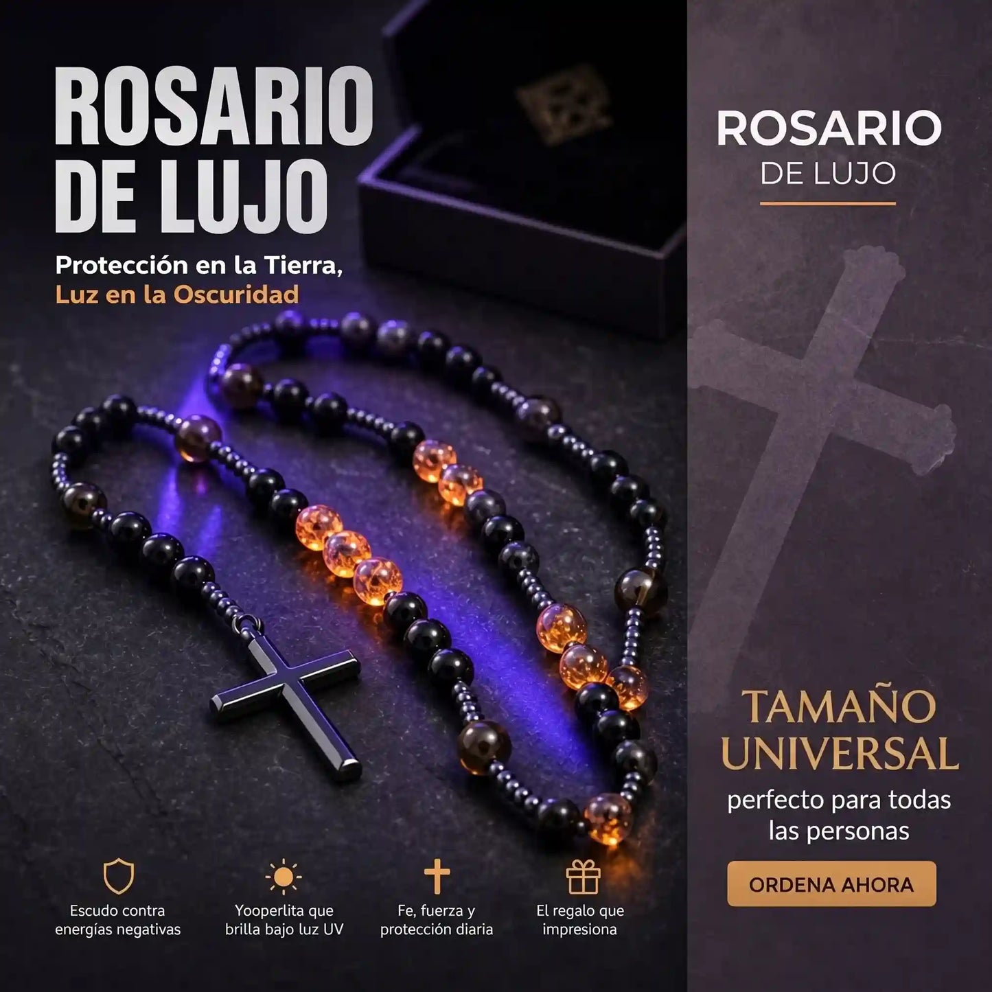 Luz Eterna - Rosario / Camándula de Obsidiana