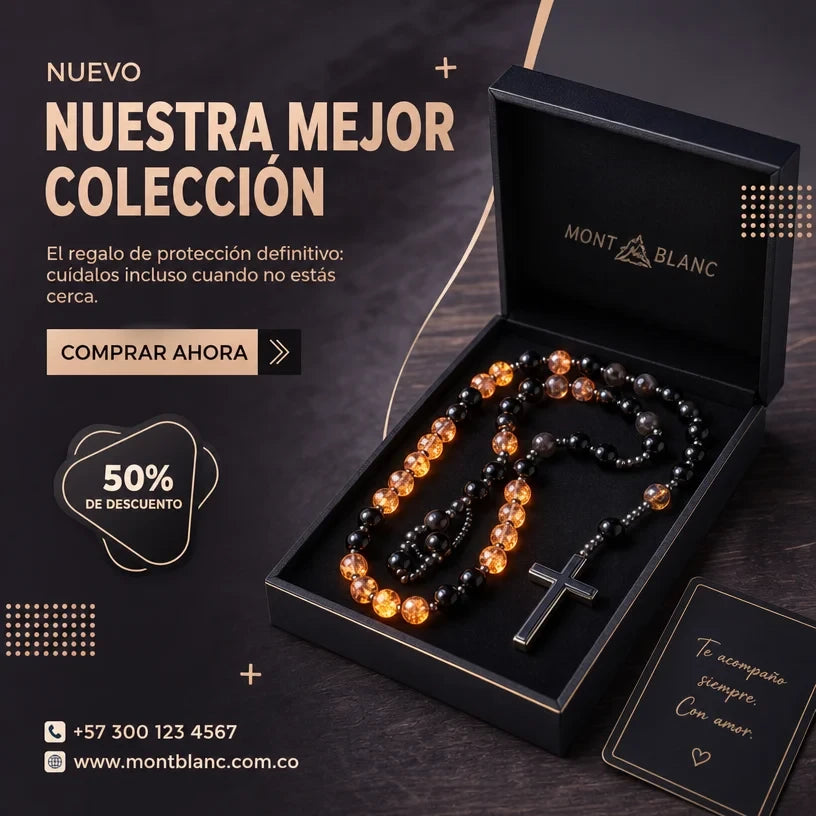 Luz Eterna - Rosario / Camándula de Obsidiana